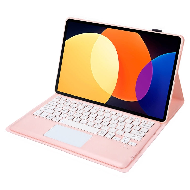 For Xiaomi Pad 6S Pro 12.4 Lambskin Texture Detachable Bluetooth Keyboard Leather Case with Touchpad(Pink) - Others Keyboard by buy2fix | Online Shopping UK | buy2fix