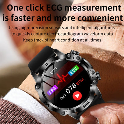 ET482 1.43 inch AMOLED Screen Sports Smart Watch Support Bluethooth Call /  ECG Function(Black Leather Band) - Smart Watches by buy2fix | Online Shopping UK | buy2fix