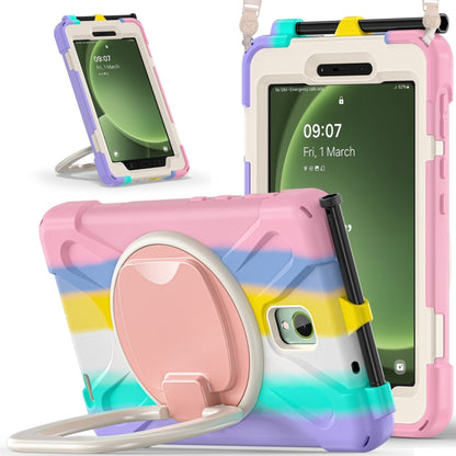 For Samsung Galaxy Tab Active5 X300 Silicone Hybrid PC Tablet Case with Holder & Shoulder Strap(Colorful Pink) - Other Galaxy Tab PC by buy2fix | Online Shopping UK | buy2fix