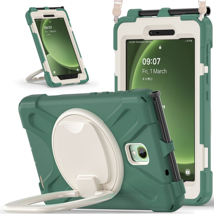 For Samsung Galaxy Tab Active5 X300 Silicone Hybrid PC Tablet Case with Holder & Shoulder Strap(Emerald Green) - Other Galaxy Tab PC by buy2fix | Online Shopping UK | buy2fix