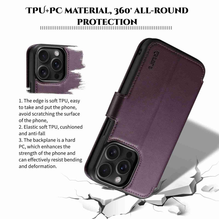 For iPhone 15 Pro ESEBLE E1 Nappa Texture MagSafe Holder Leather Phone Case(Dark Purple) - iPhone 15 Pro Cases by ESEBLE | Online Shopping UK | buy2fix