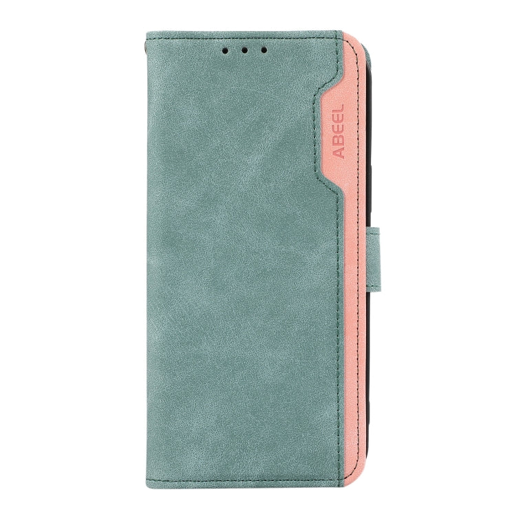 For Samsung Galaxy S23+ 5G ABEEL Color Block Magnetic RFID Leather Phone Case(Cyan-Pink) - Galaxy S23+ 5G Cases by buy2fix | Online Shopping UK | buy2fix