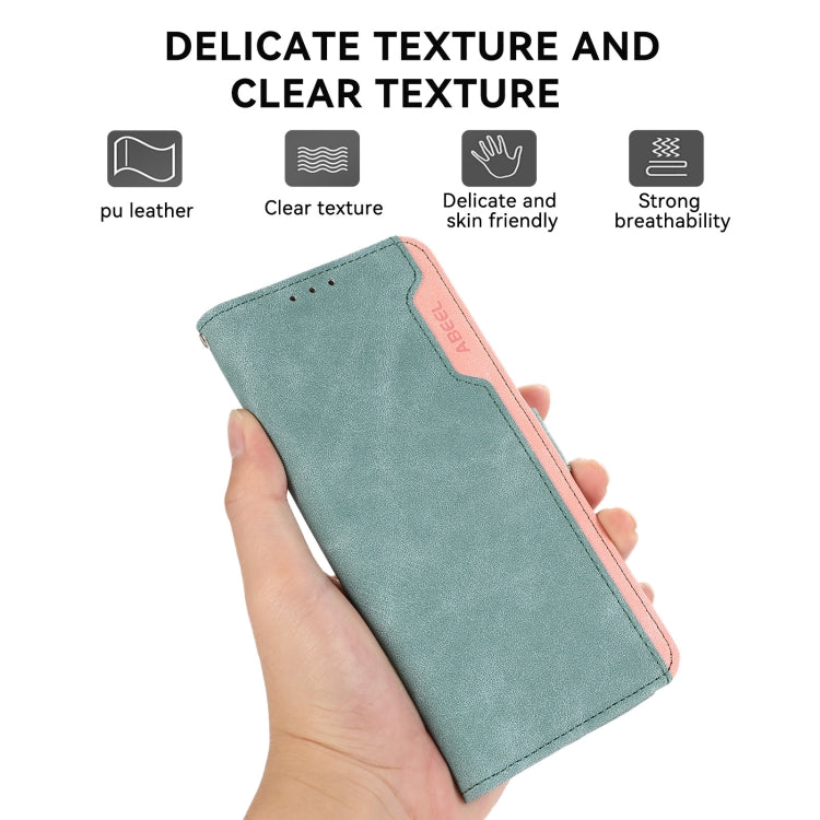 For Samsung Galaxy S23+ 5G ABEEL Color Block Magnetic RFID Leather Phone Case(Cyan-Pink) - Galaxy S23+ 5G Cases by buy2fix | Online Shopping UK | buy2fix