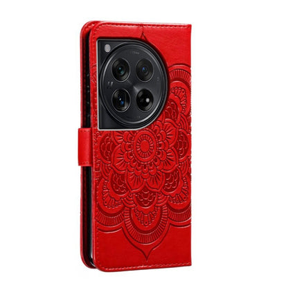 For OnePlus 12 Sun Mandala Embossing Pattern Phone Leather Case(Red) - OnePlus Cases by buy2fix | Online Shopping UK | buy2fix