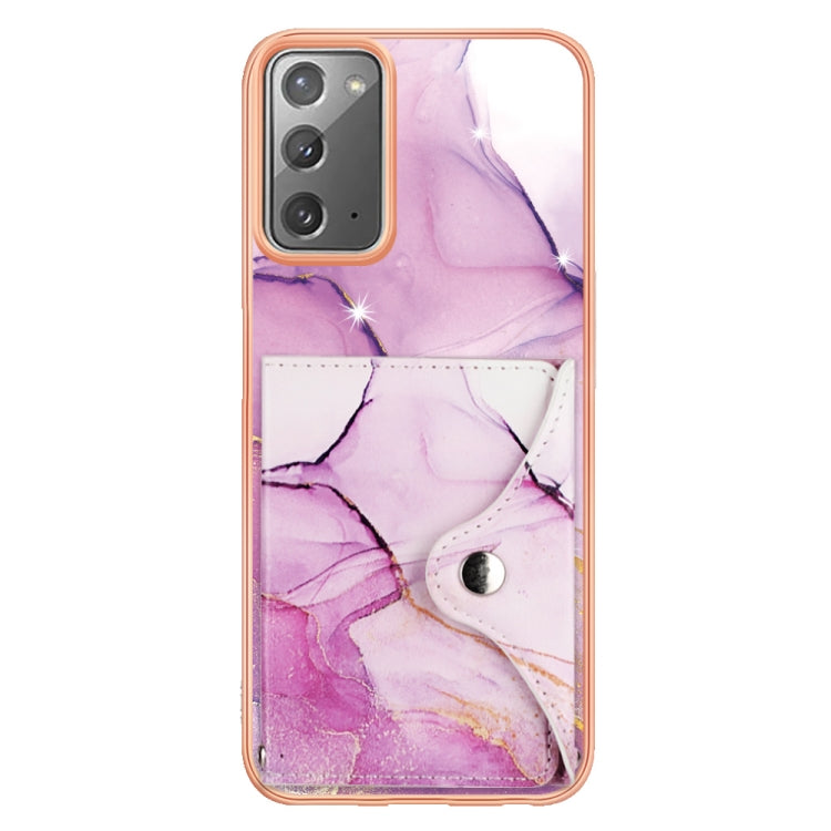 For Samsung Galaxy Note20 Marble Pattern IMD Card Slot Phone Case(Pink Purple Gold) - Galaxy Note20 Cases by buy2fix | Online Shopping UK | buy2fix