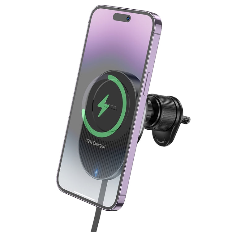hoco HW12 Guardian Magnetic Wireless Fast Charging Car Air Outlet Holder(Black Grey) - Wireless Charger Holders by hoco | Online Shopping UK | buy2fix
