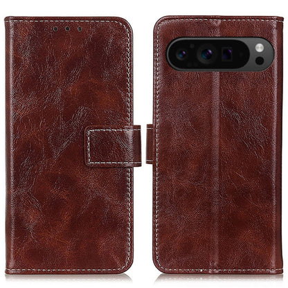 For Google Pixel 9 Pro Retro Crazy Horse Texture Flip Leather Phone Case(Brown) - Google Cases by buy2fix | Online Shopping UK | buy2fix