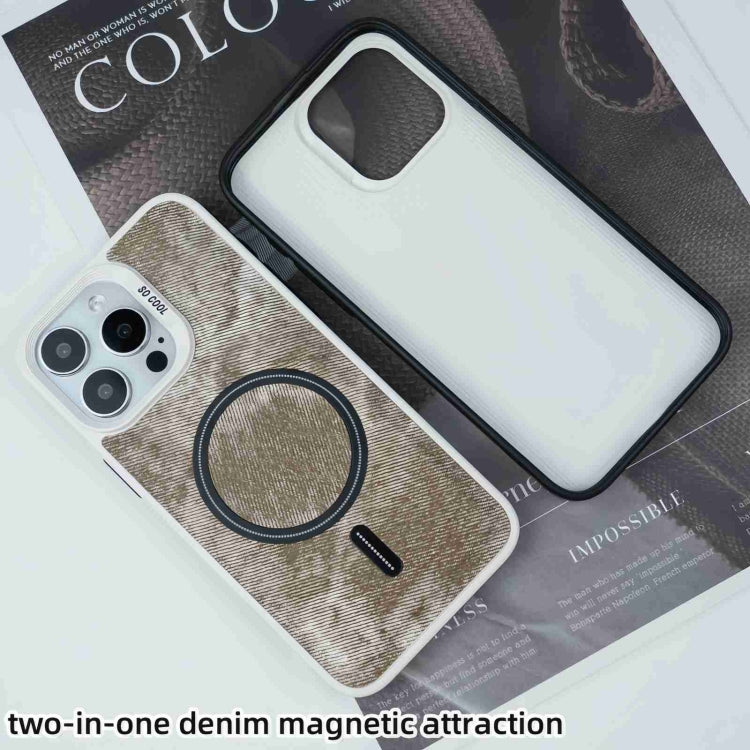 For iPhone 14 Plus Contrast Color Denim MagSafe Magnetic Phone Case(Black) - iPhone 14 Plus Cases by buy2fix | Online Shopping UK | buy2fix