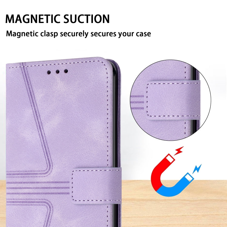 For iPhone 16 Pro Max Triangle Solid Color Leather Phone Case(Purple) - iPhone 16 Pro Max Cases by buy2fix | Online Shopping UK | buy2fix