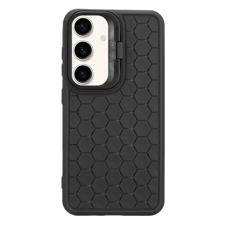 For Samsung Galaxy A15 4G/5G Honeycomb Radiating Lens Holder TPU Phone Case(Black) - Galaxy Phone Cases by buy2fix | Online Shopping UK | buy2fix