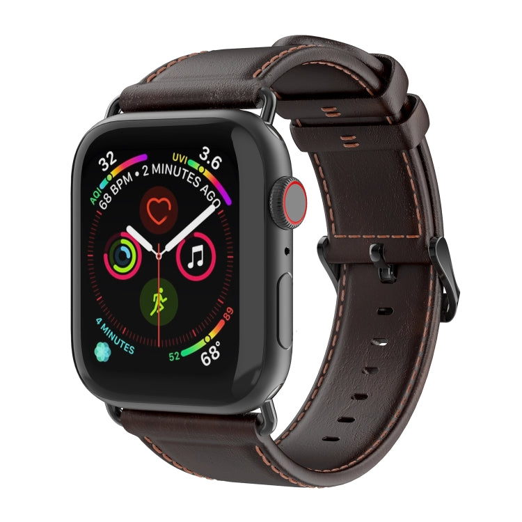 For Apple Watch Series 5 40mm DUX DUCIS Business Genuine Leather Watch Strap(Coffee) - Watch Bands by DUX DUCIS | Online Shopping UK | buy2fix