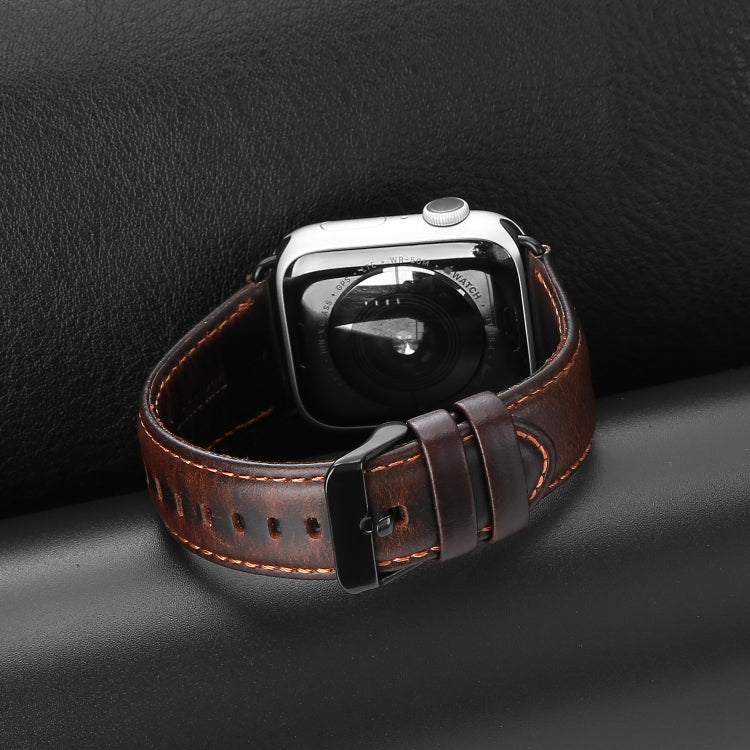 For Apple Watch Series 5 40mm DUX DUCIS Business Genuine Leather Watch Strap(Coffee) - Watch Bands by DUX DUCIS | Online Shopping UK | buy2fix