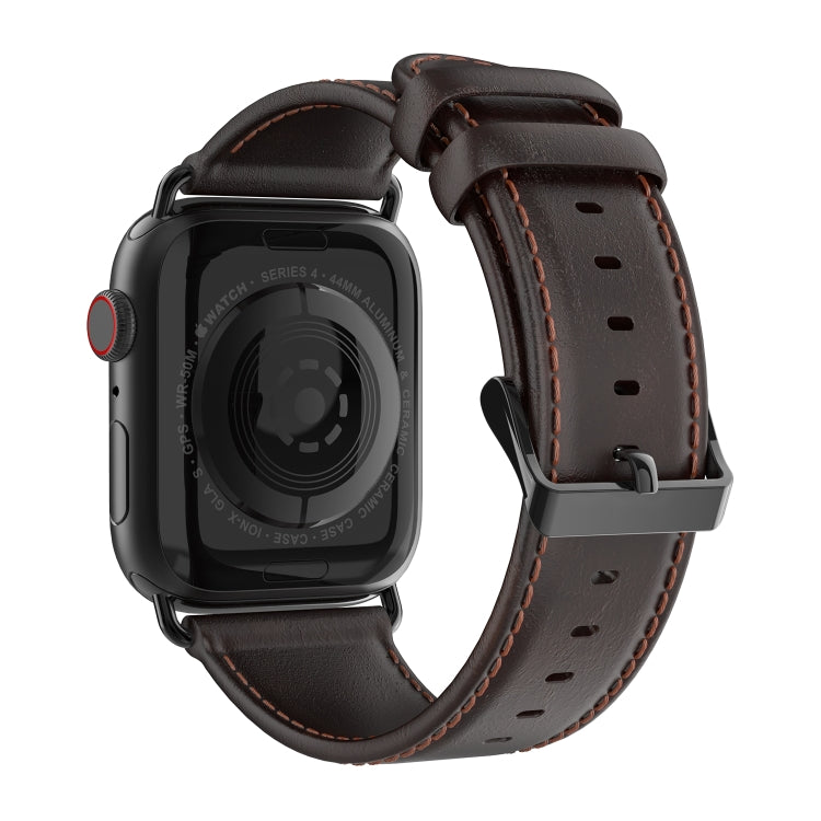 For Apple Watch Series 4 40mm DUX DUCIS Business Genuine Leather Watch Strap(Coffee) - Watch Bands by DUX DUCIS | Online Shopping UK | buy2fix