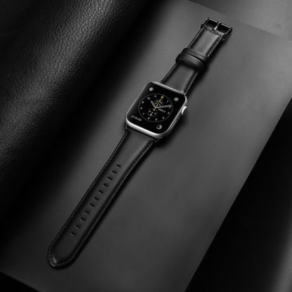 For Apple Watch Series 3 38mm DUX DUCIS Business Genuine Leather Watch Strap(Black) - Watch Bands by DUX DUCIS | Online Shopping UK | buy2fix