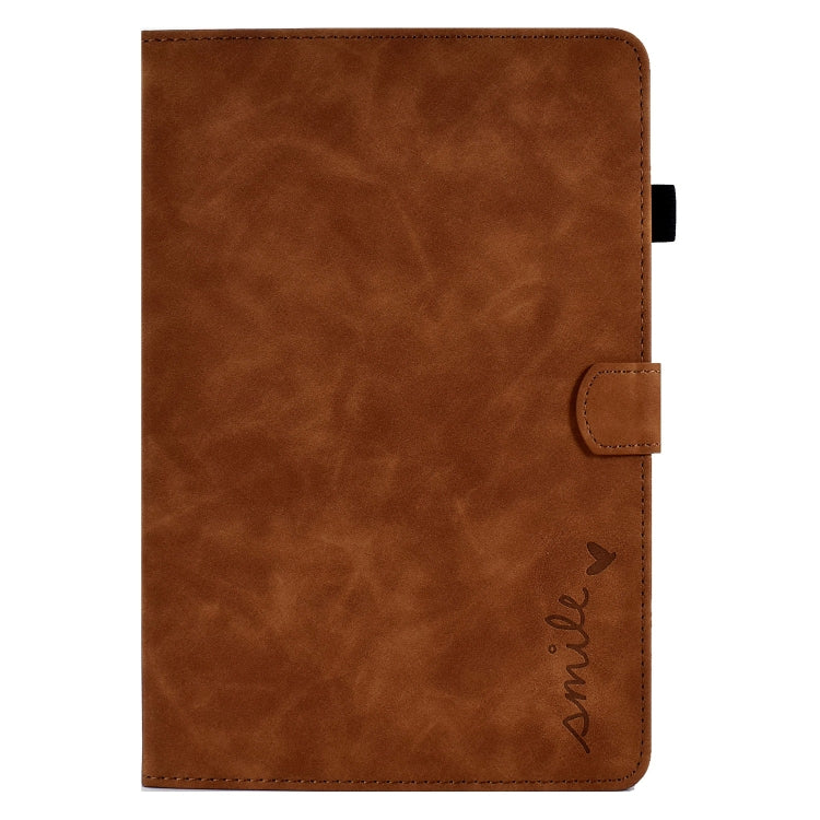 For Lenovo Tab M11 / Xiaoxin Pad 11 2024 Smile Embossed Smart Leather Tablet Case(Brown) - Lenovo by buy2fix | Online Shopping UK | buy2fix