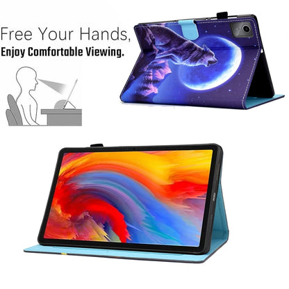 For Lenovo Tab M11 / Xiaoxin Pad 11 2024 Colored Drawing Sewing Pen Slot Leather Tablet Case(Night Wolf) - Lenovo by buy2fix | Online Shopping UK | buy2fix
