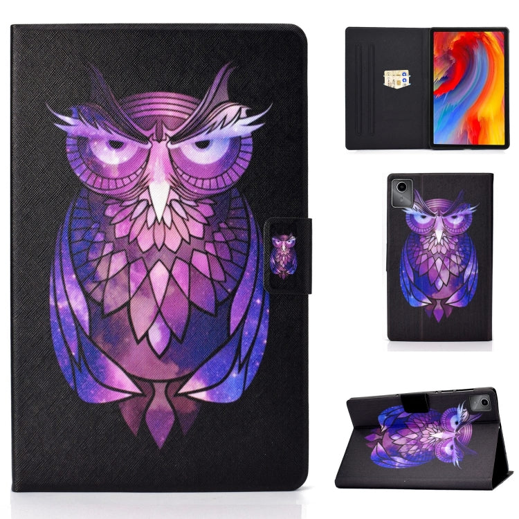 For Lenovo Tab M11 / Xiaoxin Pad 11 2024 Electric Pressed Colored Drawing Smart Leather Tablet Case(Owl) - Lenovo by buy2fix | Online Shopping UK | buy2fix