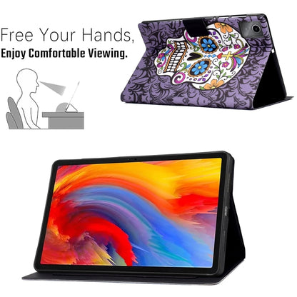 For Lenovo Tab M11 / Xiaoxin Pad 11 2024 Electric Pressed Colored Drawing Smart Leather Tablet Case(Skull) - Lenovo by buy2fix | Online Shopping UK | buy2fix