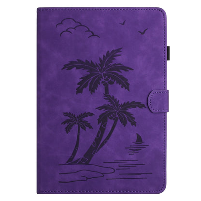 For Samsung Galaxy Tab S9 X710/X716B/X718U Coconut Tree Embossed Smart Leather Tablet Case(Purple) - Galaxy Tab S9 Cases by buy2fix | Online Shopping UK | buy2fix