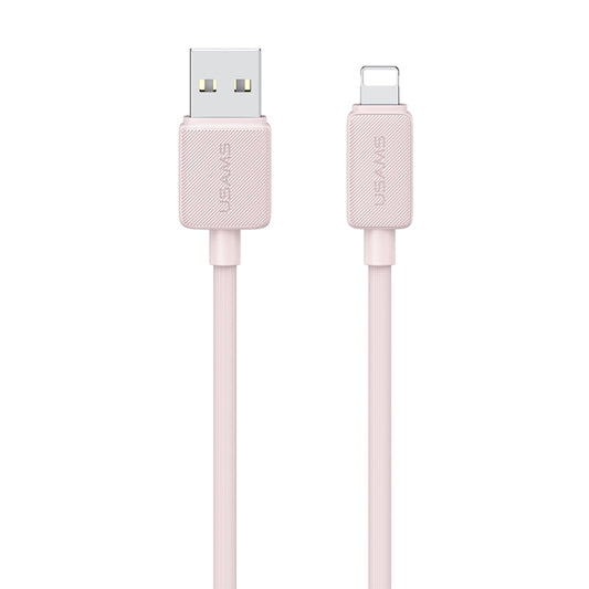 USAMS US-SJ699 USB to 8 Pin 2.4A Striped Fast Charge Data Cable, Length:3m(Pink) - Normal Style Cable by USAMS | Online Shopping UK | buy2fix