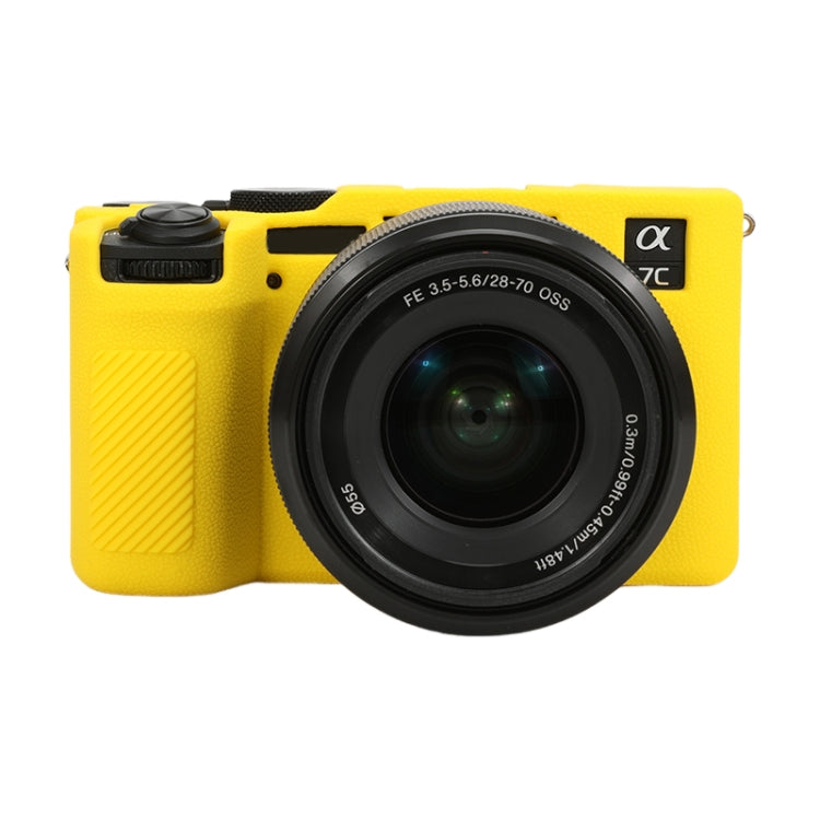 For Sony ILCE-7CM2 / A7C II / A7CR Litchi Texture Soft Silicone Protective Case(Yellow) - Protective Case by buy2fix | Online Shopping UK | buy2fix