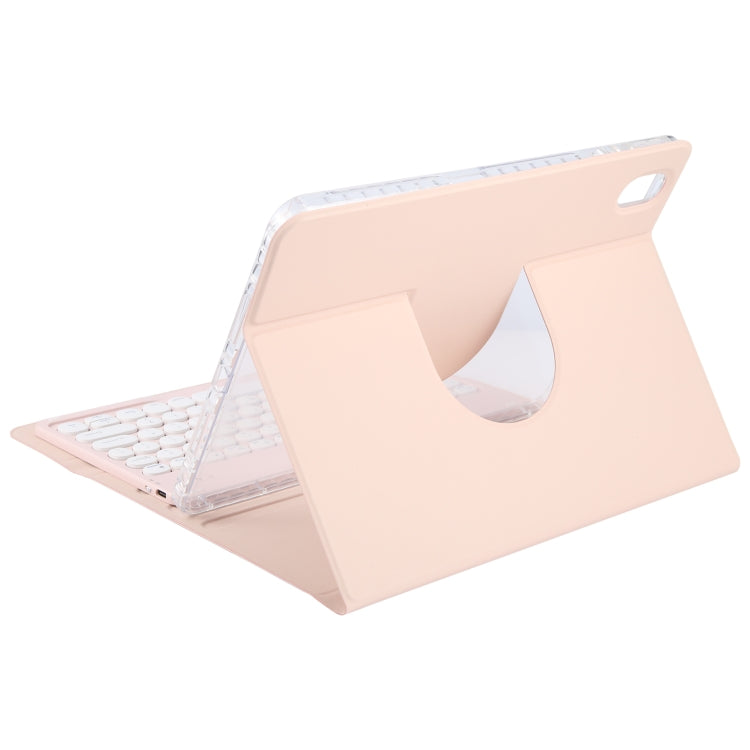 For Huawei MatePad 11 2023 / 2021 Round Button Bluetooth Keyboard Rotatable Holder Leather Case(Rose Gold) - Huawei Keyboard by buy2fix | Online Shopping UK | buy2fix