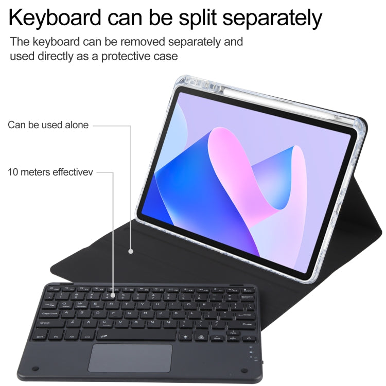 For Huawei MatePad 11 2023 / 2021 Square Button Bluetooth Keyboard Rotatable Holder Leather Case with Touchpad(Black) - Huawei Keyboard by buy2fix | Online Shopping UK | buy2fix