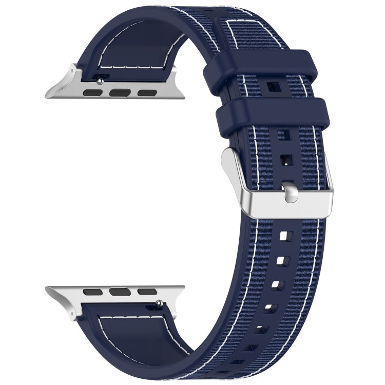 For Apple Watch Ultra 2 49mm Ordinary Buckle Hybrid Nylon Braid Silicone Watch Band(Midnight Blue) - Watch Bands by buy2fix | Online Shopping UK | buy2fix