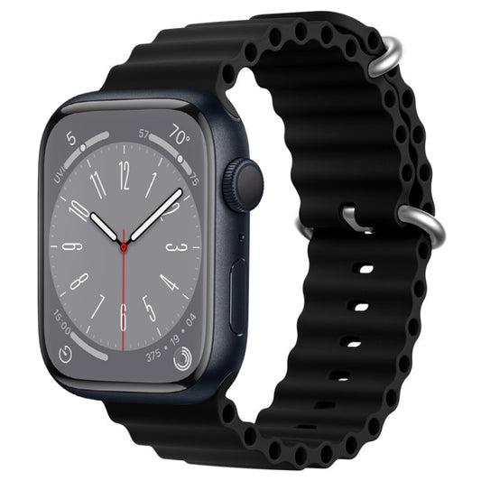 For Apple Watch Series 8 45mm ZGA Ocean Silicone Watch Band(Black) - Watch Bands by ZGA | Online Shopping UK | buy2fix