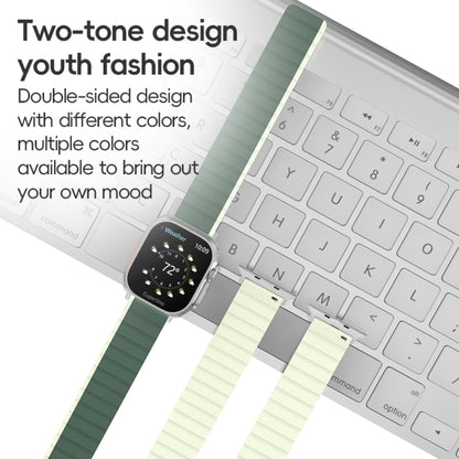 For Apple Watch Series 10 42mm ZGA Two Color Magnetic Silicone Watch Band(Dark Green+Light Green) - Watch Bands by ZGA | Online Shopping UK | buy2fix