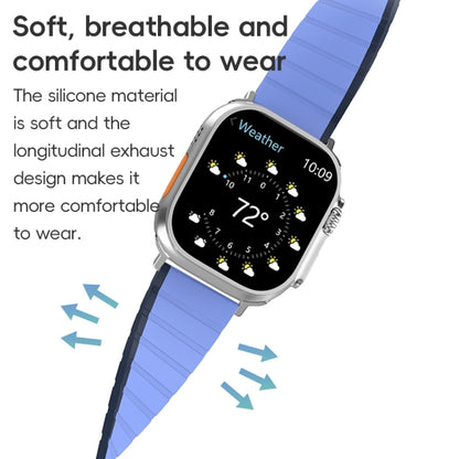 For Apple Watch Series 8 45mm ZGA Two Color Magnetic Silicone Watch Band(Dark Blue+Light Blue) - Watch Bands by ZGA | Online Shopping UK | buy2fix