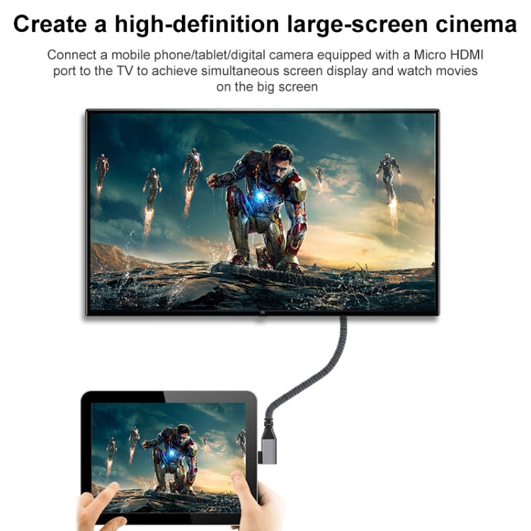 Micro HDMI Male Elbow to HDMI Female 4K UHD 18Gbps Connection Cable, Length:20cm(Grey) - Cable by buy2fix | Online Shopping UK | buy2fix