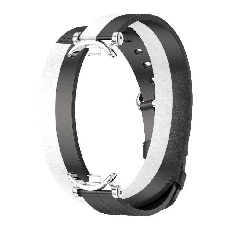 For Xiaomi Mi Band 8 / 9 / 9 NFC Mijobs GT4 Dual-Loop Leather Watch Band(Black+White+Silver) - Watch Bands by MIJOBS | Online Shopping UK | buy2fix