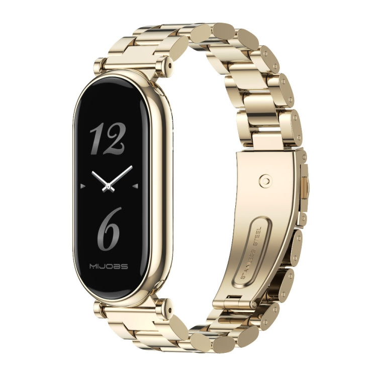 For Xiaomi Mi Band 8 / 9 / 9 NFC Mijobs GT4 Three Beads Metal Watch Band(Light Gold) - Watch Bands by MIJOBS | Online Shopping UK | buy2fix