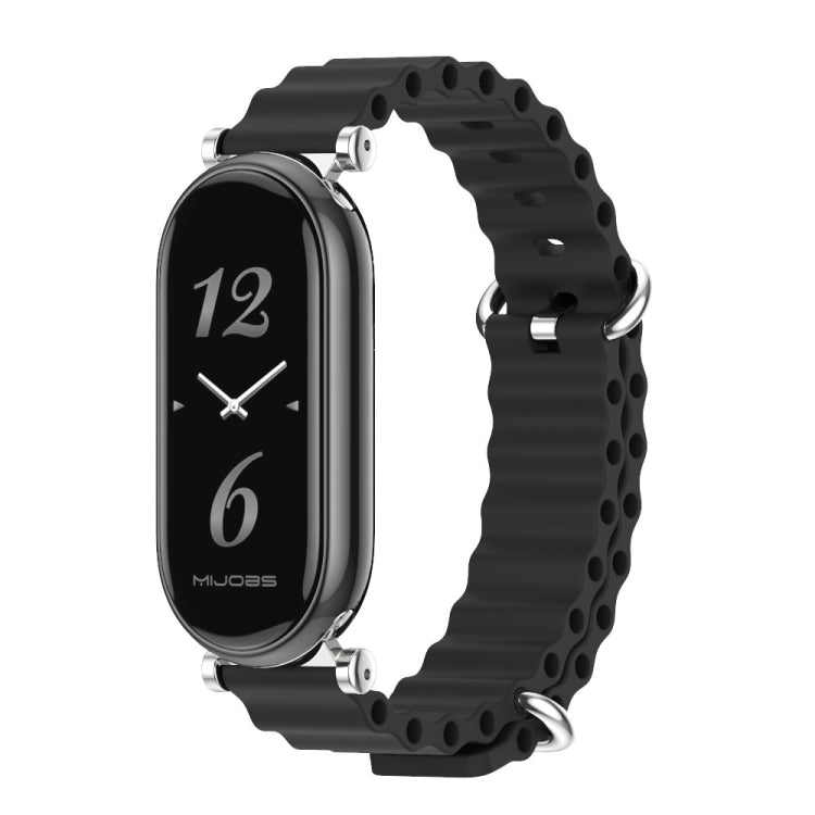 For Xiaomi Mi Band 8 / 9 / 9 NFC Mijobs GT4 Marine Silicone Breathable Watch Band(Black Silver) - Watch Bands by MIJOBS | Online Shopping UK | buy2fix