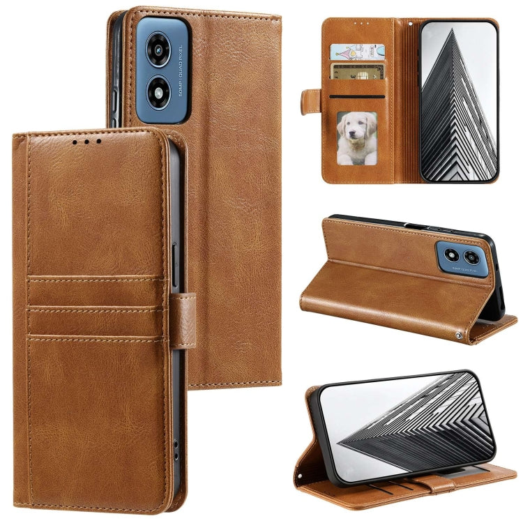 For Motorola Moto G Play 2024 Simple 6-Card Wallet Leather Phone Case(Brown) - Motorola Cases by buy2fix | Online Shopping UK | buy2fix