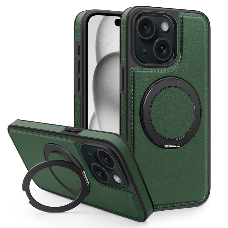 For iPhone 15 Yashi 360 Degree Rotating MagSafe Bracket Phone Case(Dark Green) - iPhone 15 Cases by buy2fix | Online Shopping UK | buy2fix