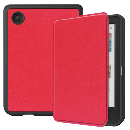 For KOBO Clara Colour 2024 / BW Solid Color Voltage Caster TPU Leather Smart Tablet Case(Red) - Others by buy2fix | Online Shopping UK | buy2fix