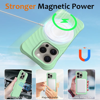 For iPhone 16 Pro Wave Texture MagSafe Magnetic Liquid Silicone Phone Case(Green) - iPhone 16 Pro Cases by buy2fix | Online Shopping UK | buy2fix