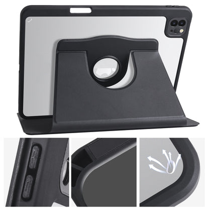 For iPad Air 11 2024 Acrylic 360 Degree Rotation Holder Leather Tablet Case(Black) - iPad Air 11 2024 Cases by buy2fix | Online Shopping UK | buy2fix