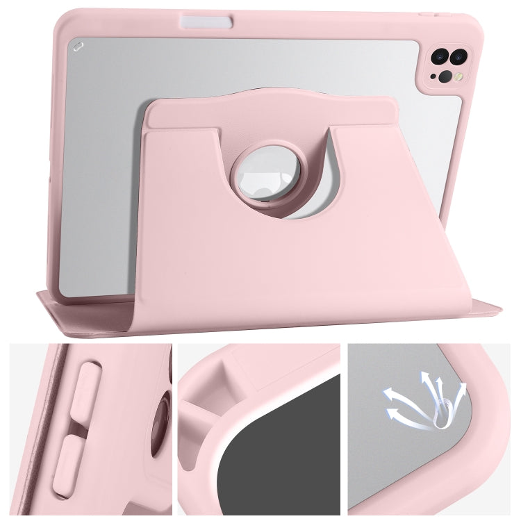 For iPad Air 11 2024 Acrylic 360 Degree Rotation Holder Leather Tablet Case(Sand Pink) - iPad Air 11 2024 Cases by buy2fix | Online Shopping UK | buy2fix