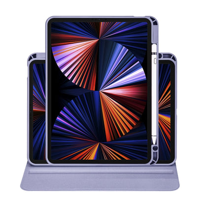 For iPad Air 11 2024 Acrylic 360 Degree Rotation Holder Leather Tablet Case(Lavender Purple) - iPad Air 11 2024 Cases by buy2fix | Online Shopping UK | buy2fix