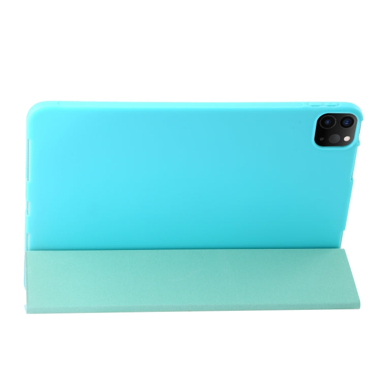 For iPad Pro 11 2024 Three-fold Holder Flip Tablet Leather Case(Mint Blue) - iPad Pro 11 2024 Cases by buy2fix | Online Shopping UK | buy2fix