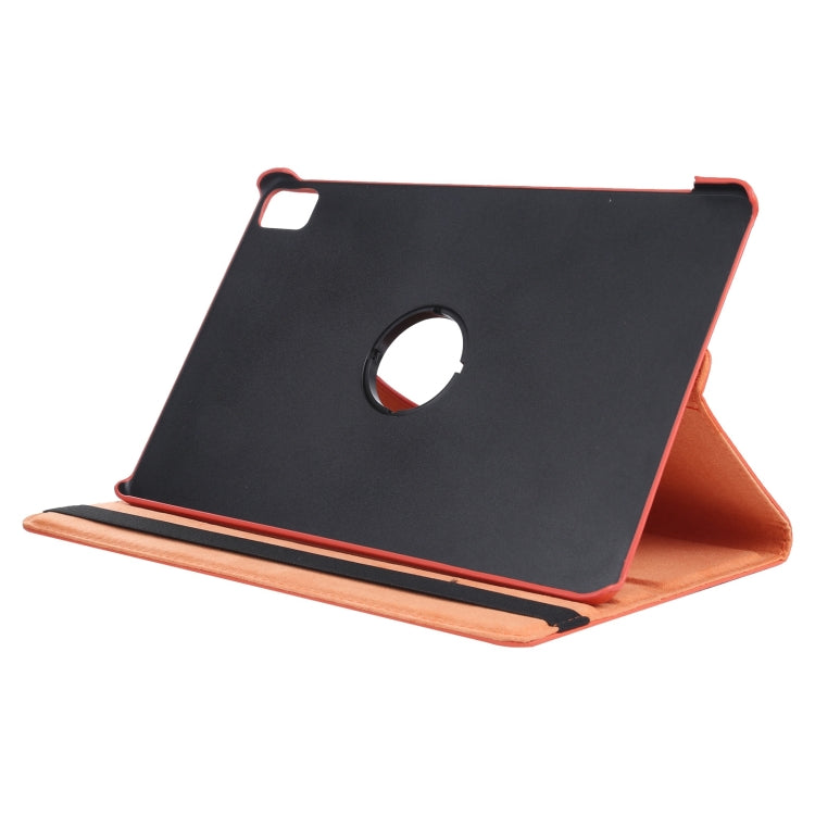 For iPad Pro 11 2024 360 Degree Rotation Litchi Texture Leather Tablet Case with Holder(Orange) - iPad Pro 11 2024 Cases by buy2fix | Online Shopping UK | buy2fix