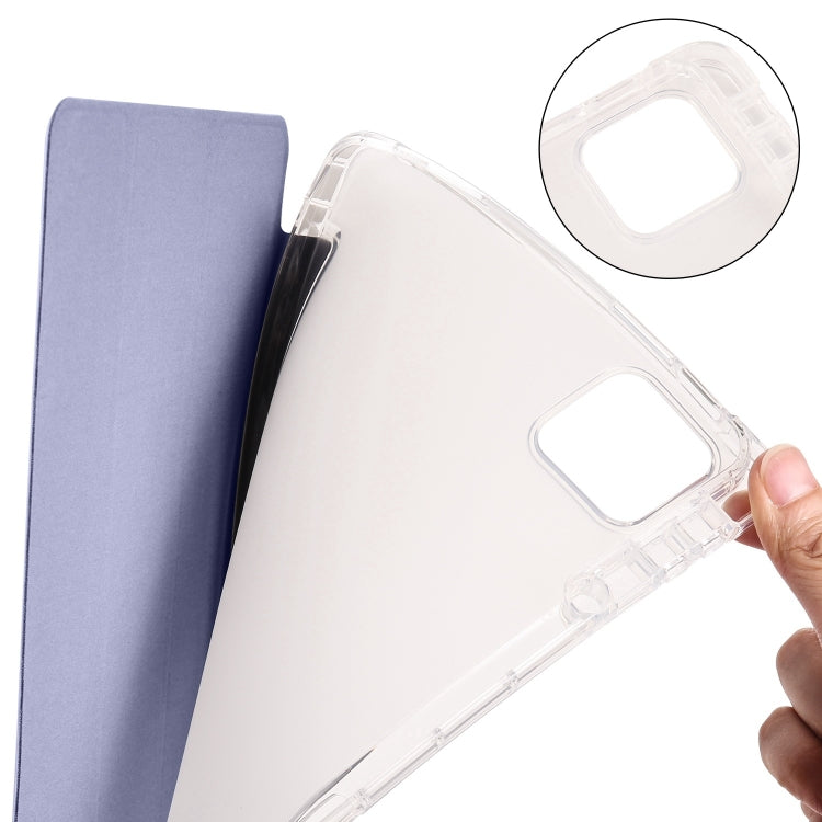 For iPad Pro 13 2024 3-fold Clear TPU Smart Leather Tablet Case with Pen Slot(Lavender Purple) - iPad Pro 13 2024 Cases by buy2fix | Online Shopping UK | buy2fix