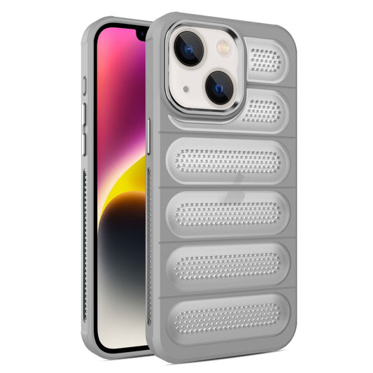 For iPhone 14 Plus Cooling Armor Translucent Mesh Breathable Phone Case(Grey) - iPhone 14 Plus Cases by buy2fix | Online Shopping UK | buy2fix