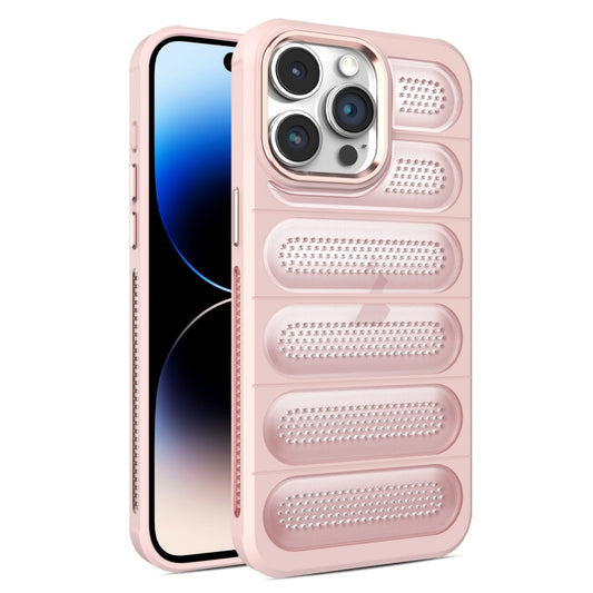 For iPhone 14 Pro Cooling Armor Translucent Mesh Breathable Phone Case(Pink) - iPhone 14 Pro Cases by buy2fix | Online Shopping UK | buy2fix