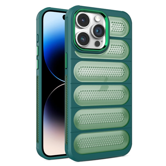 For iPhone 14 Pro Cooling Armor Translucent Mesh Breathable Phone Case(Green) - iPhone 14 Pro Cases by buy2fix | Online Shopping UK | buy2fix