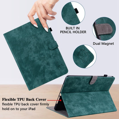 For iPad Air 11 2024 Embossed Tiger Pattern Leather Tablet Case(Dark Green) - iPad Air 11 2024 Cases by buy2fix | Online Shopping UK | buy2fix