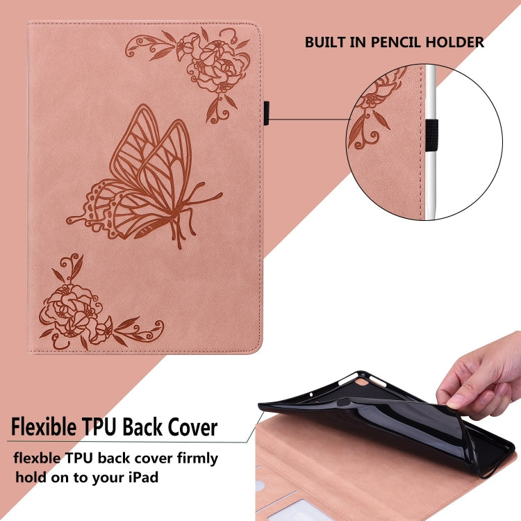 For iPad Air 11 2024 Butterfly Flower Embossed Leather Tablet Case(Rose Gold) - iPad Air 11 2025 / 2024 Cases by buy2fix | Online Shopping UK | buy2fix